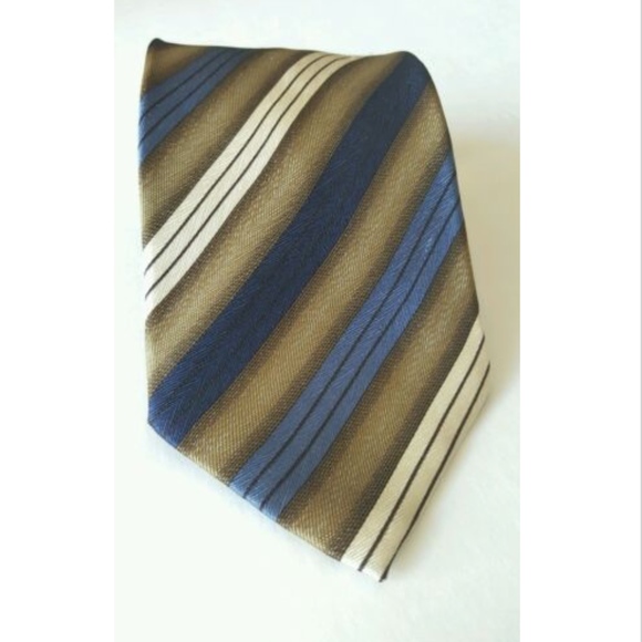 Giorgio Brutini Necktie Brown Blue" 4" Wide Striped men's tie - Picture 3 of 6